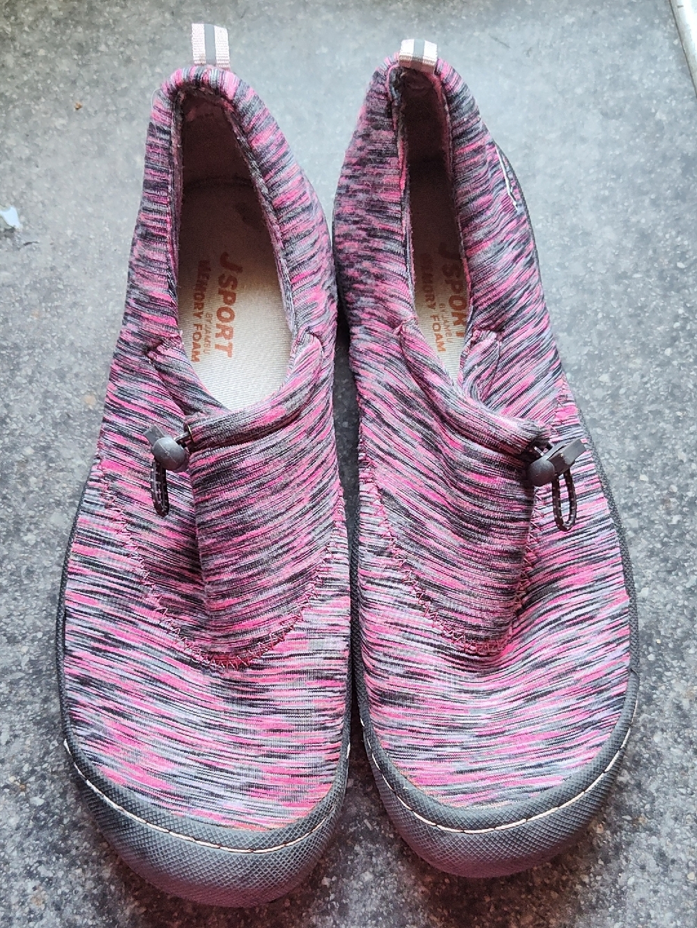 JSport by Jambu Pink and Gray Knit Slip-On Athletic Shoes